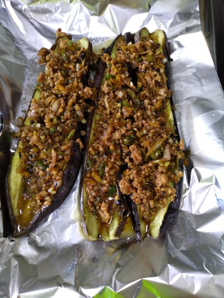 孜然味肉沫烤茄子一烤箱版
