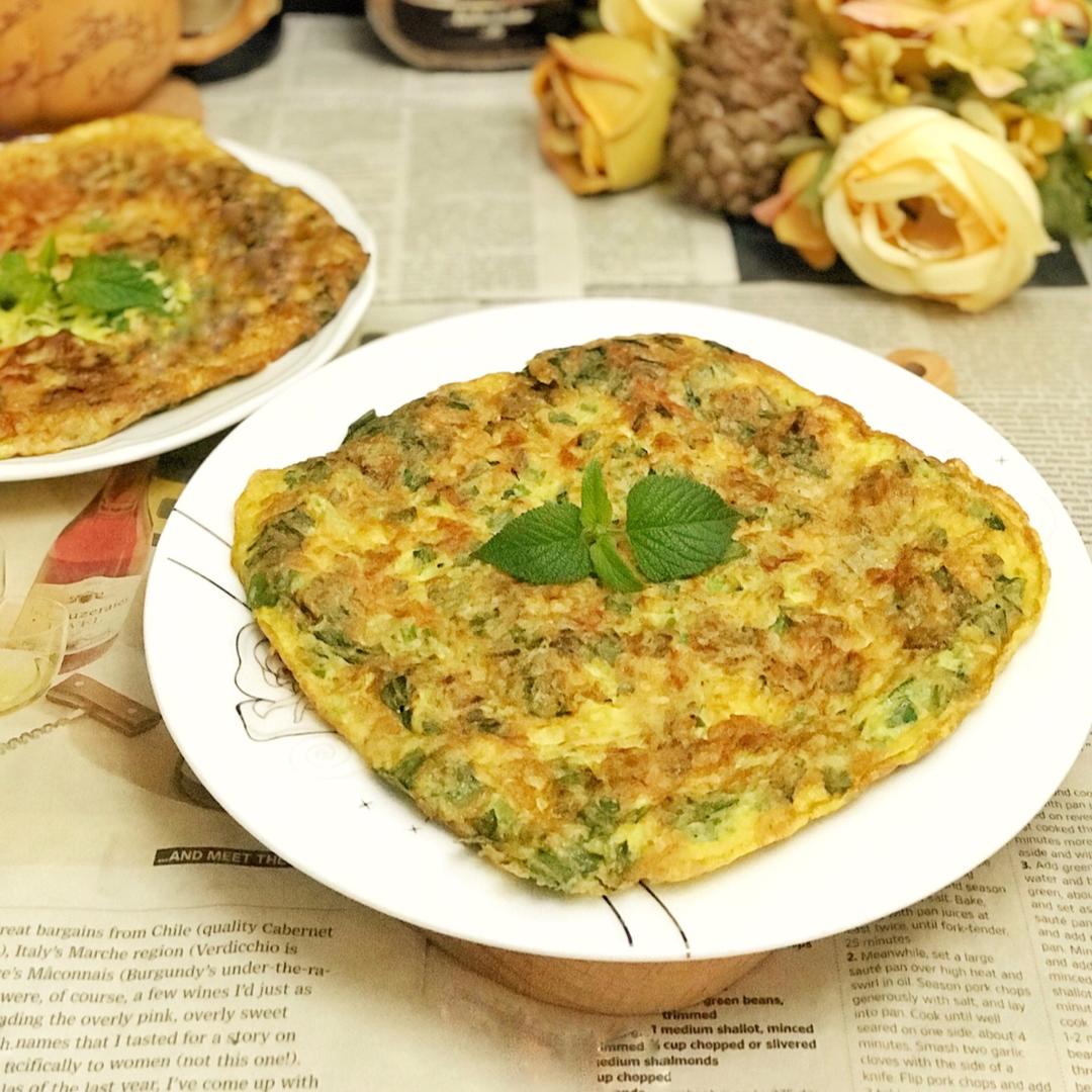 银鱼韭菜鸡蛋饼